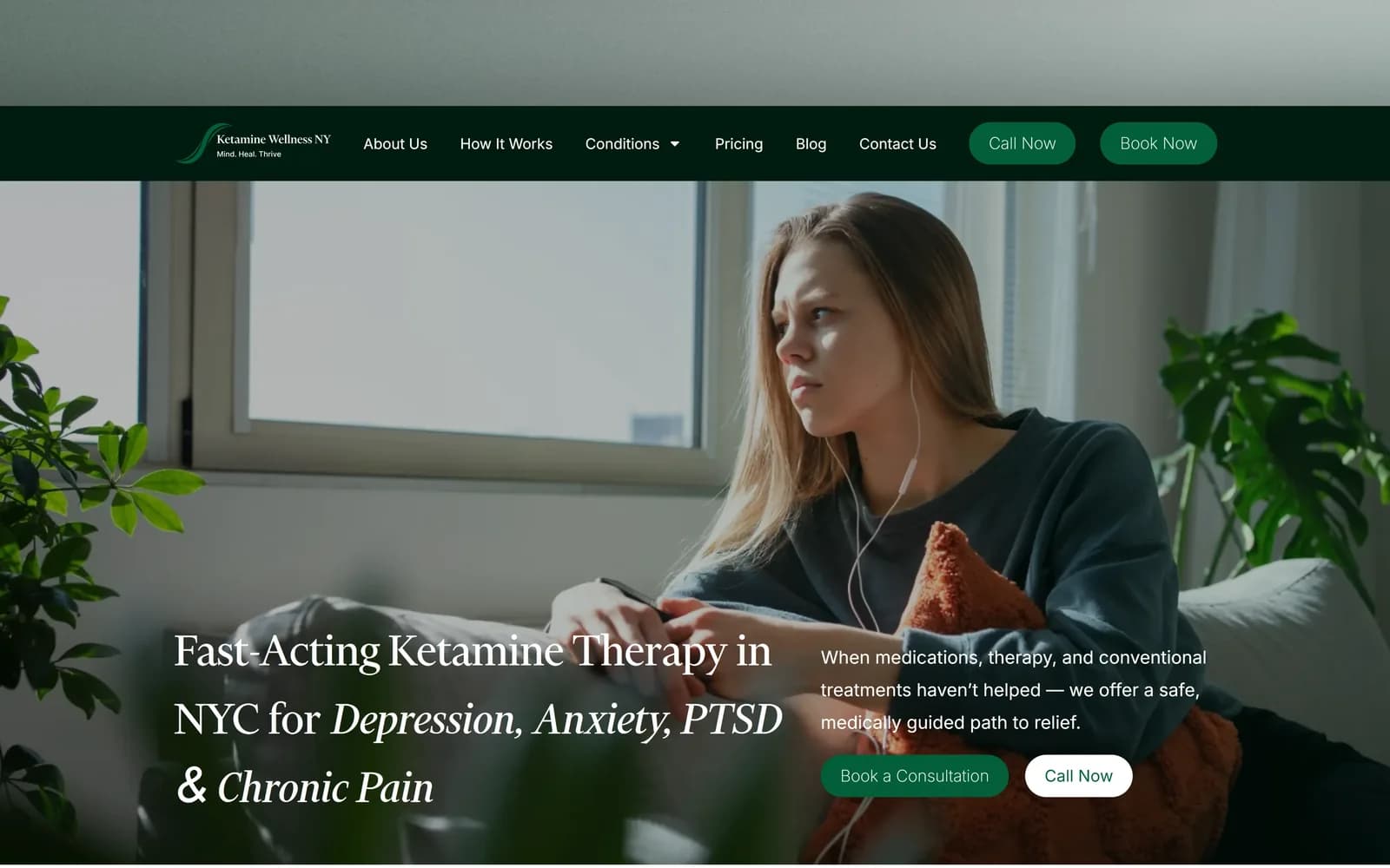 Ketamine Wellness NY interface — Healthcare clinic website