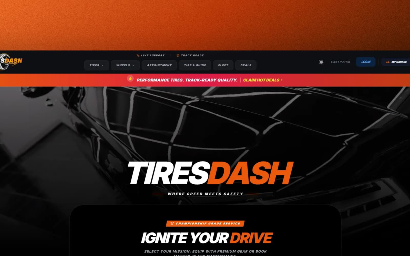 TiresDash interface — Custom booking platform
