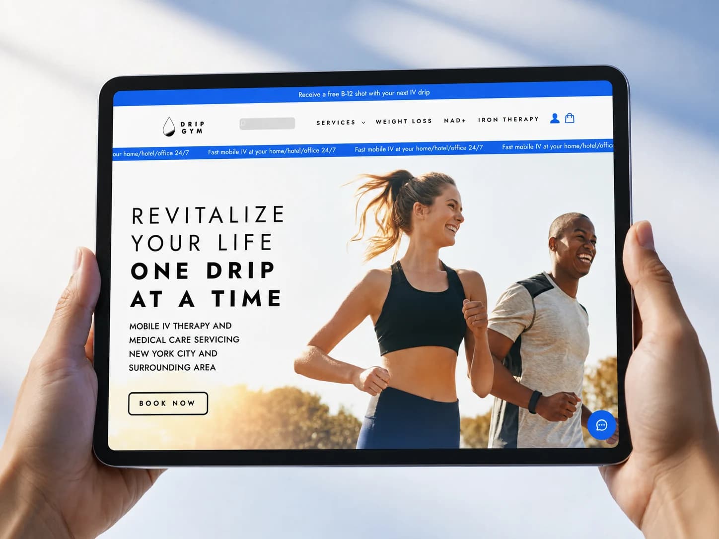DripGym healthcare and IV therapy ecommerce storefront presentation