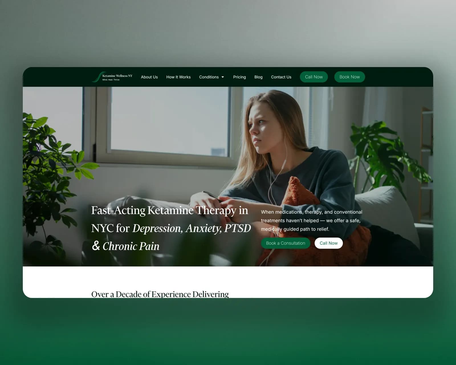 Screenshot preview of case study: Location pages and trust design for a multi-location ketamine clinic