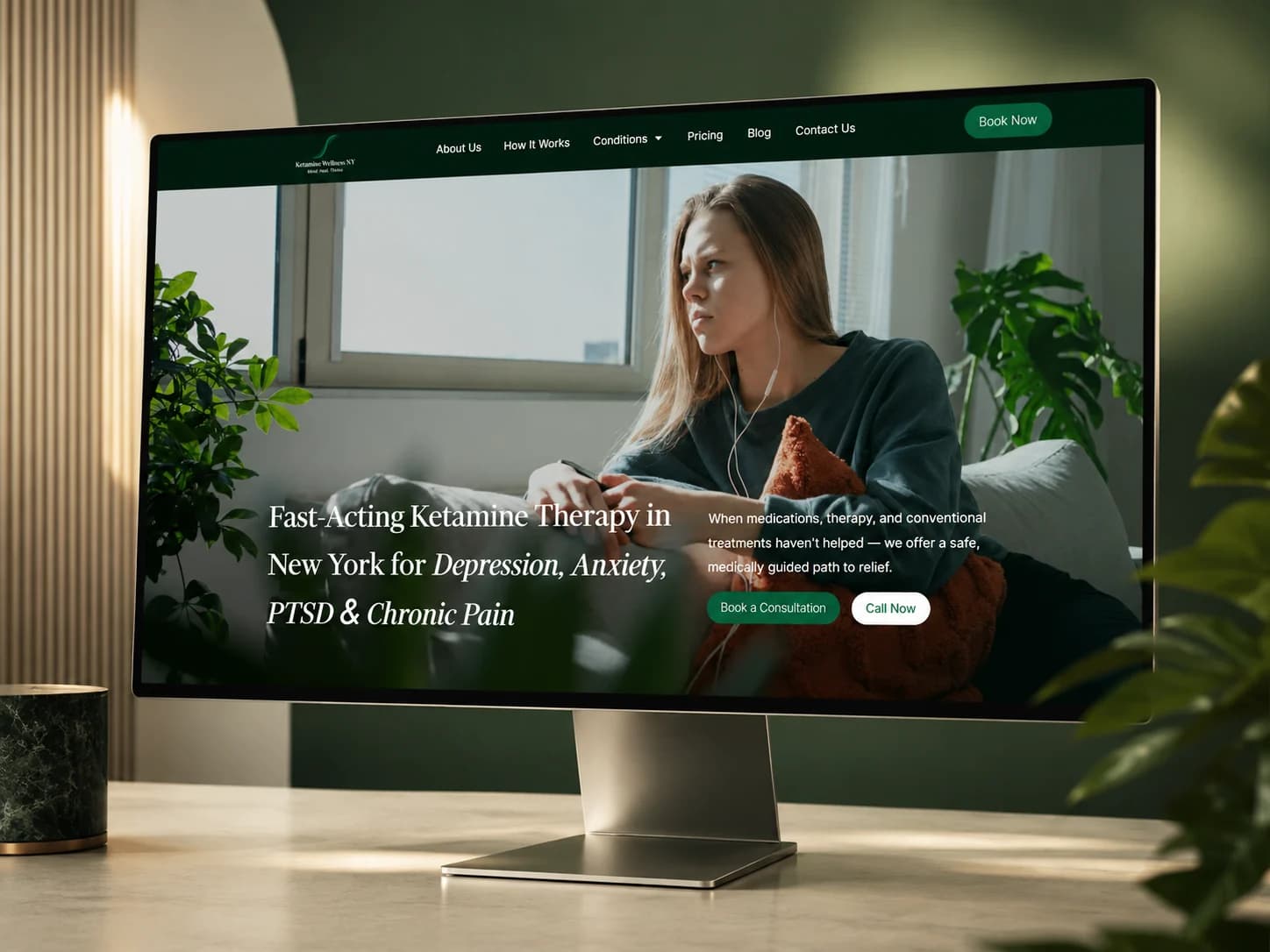 Ketamine Wellness NY healthcare clinic website interface
