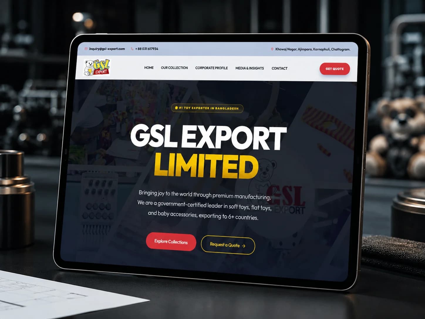 GSL Export Limited corporate website homepage interface